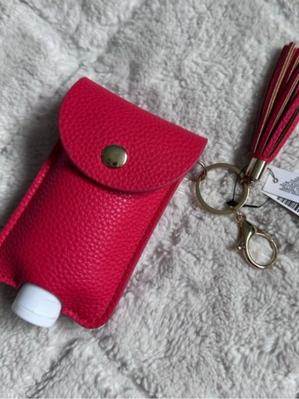 Chico’s | 3oz Bottle Holder Key Chain Ring Red Faux Leather | New with Tags